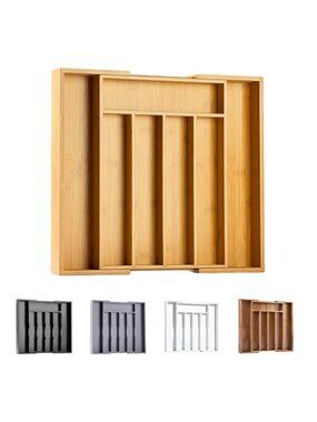 Expandable Bamboo Silverware Organizer Kitchen Drawer Utensil Cutlery Tray